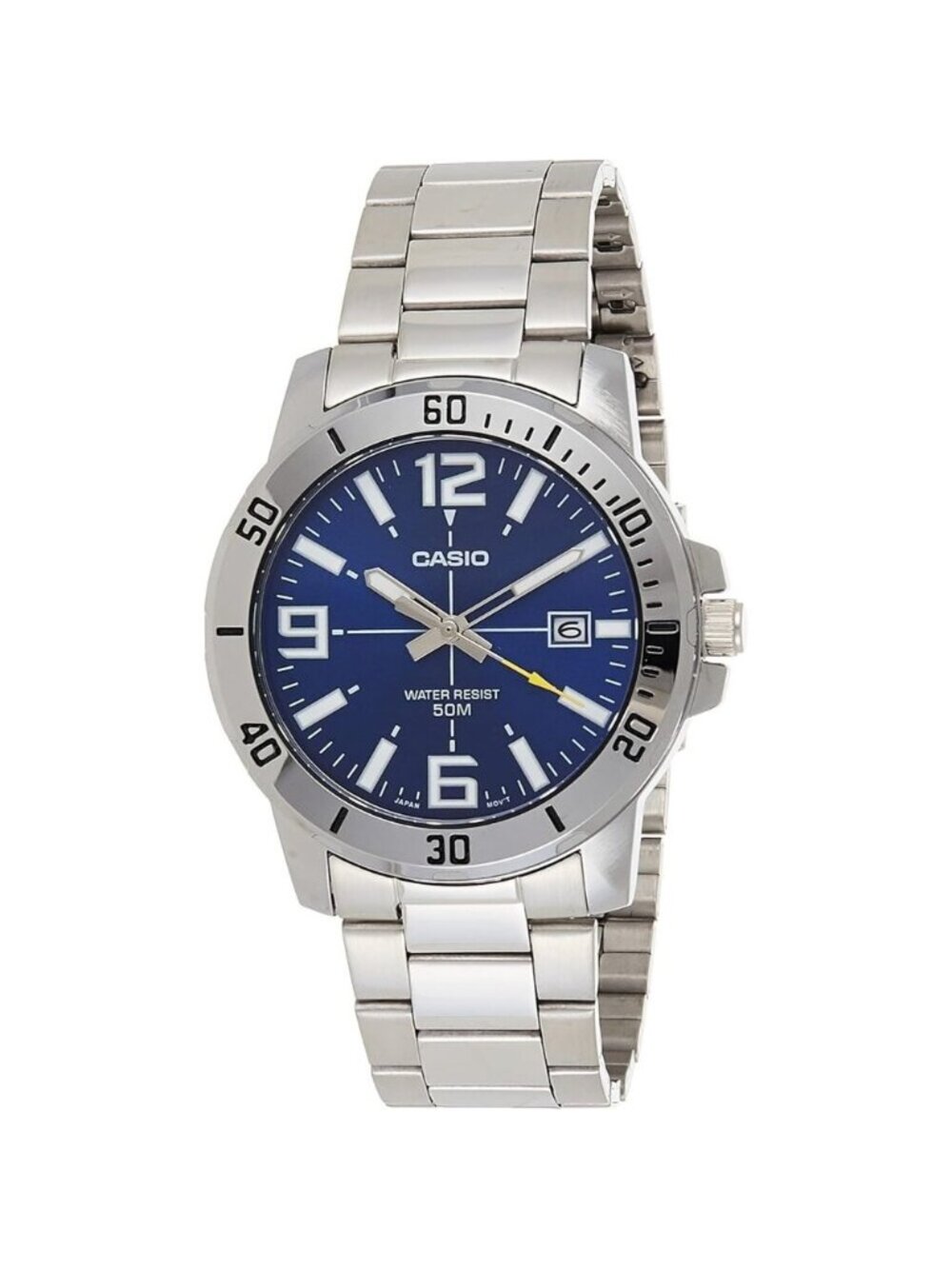 Casio Men's Silver/Blue Diver Style Stainless Steel Watch (Model: MTPVD01D-2BV)